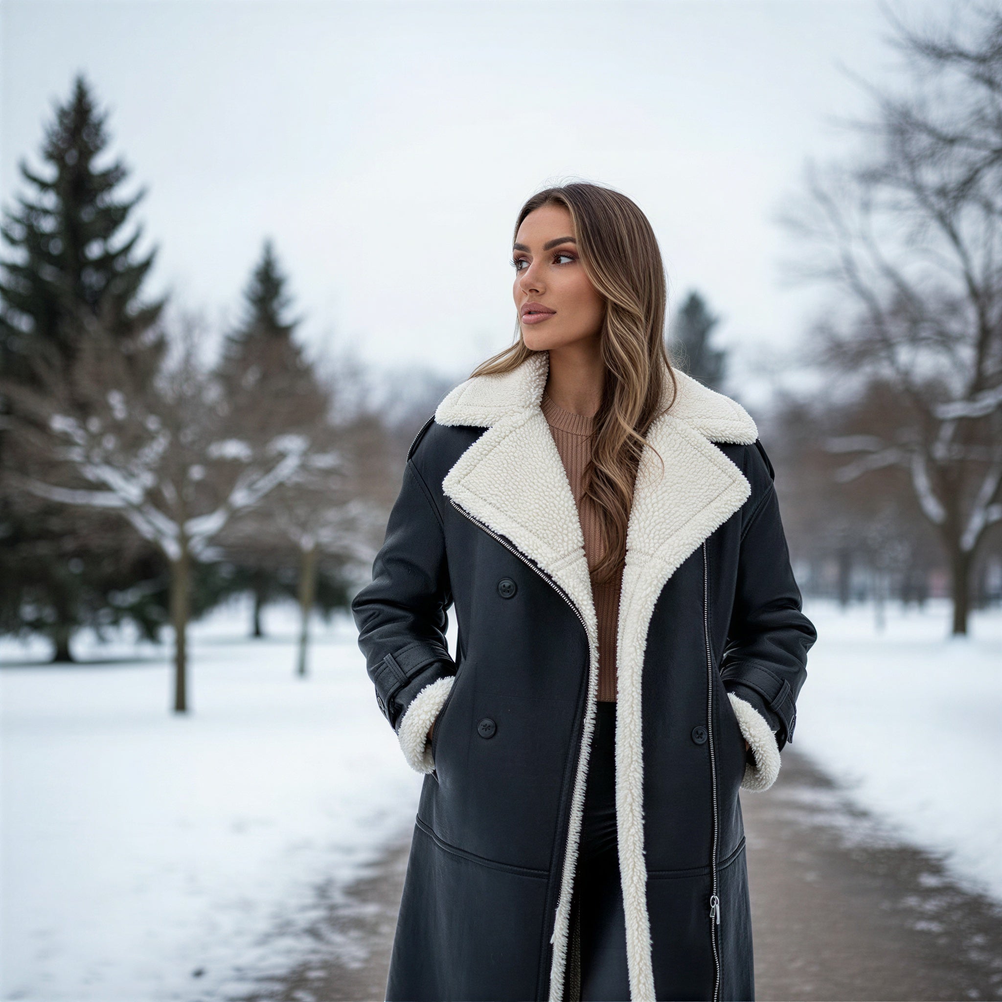 Langmantel | Lammfell-Futter | Winter