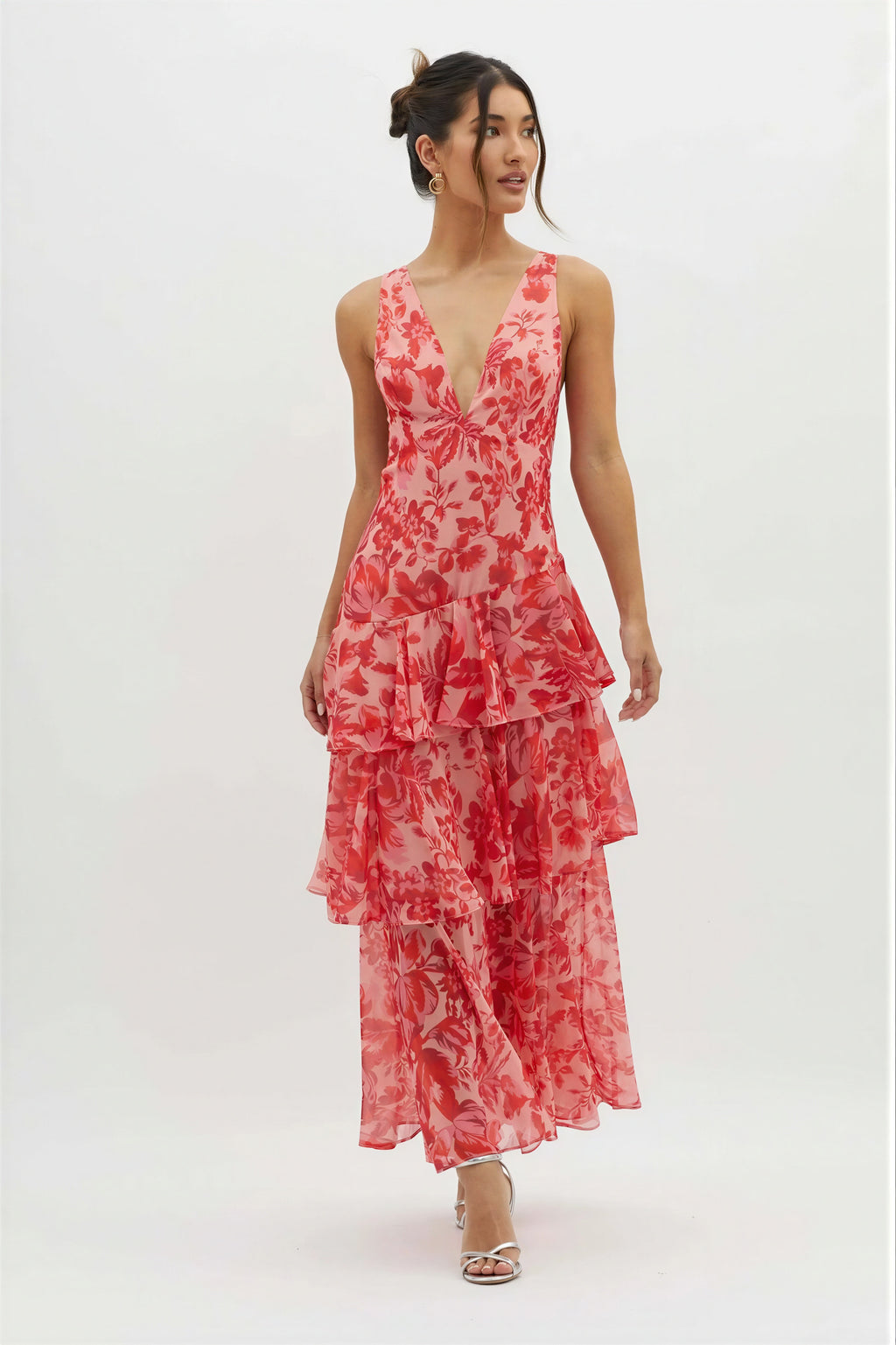 Kleid | Rüschensaum & V‑Ausschnitt | Sommer/Frühling