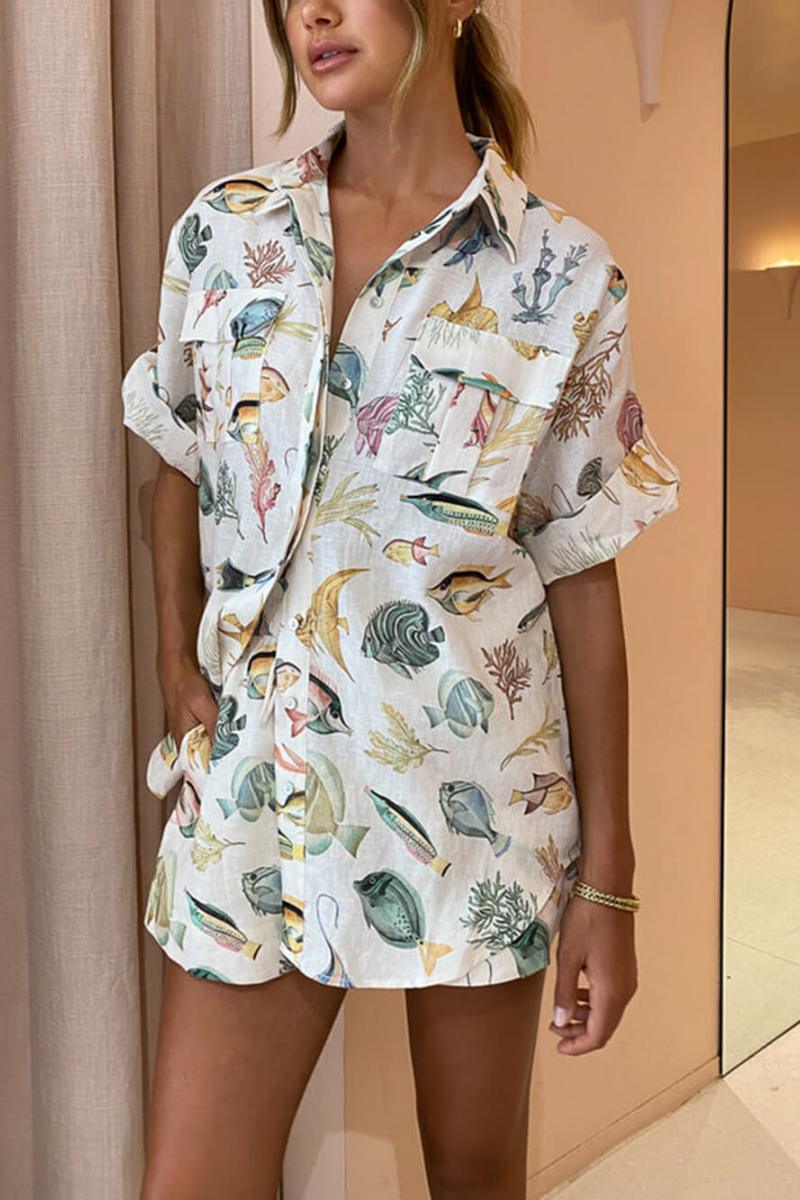 Sommerliches Set mit Fischmuster