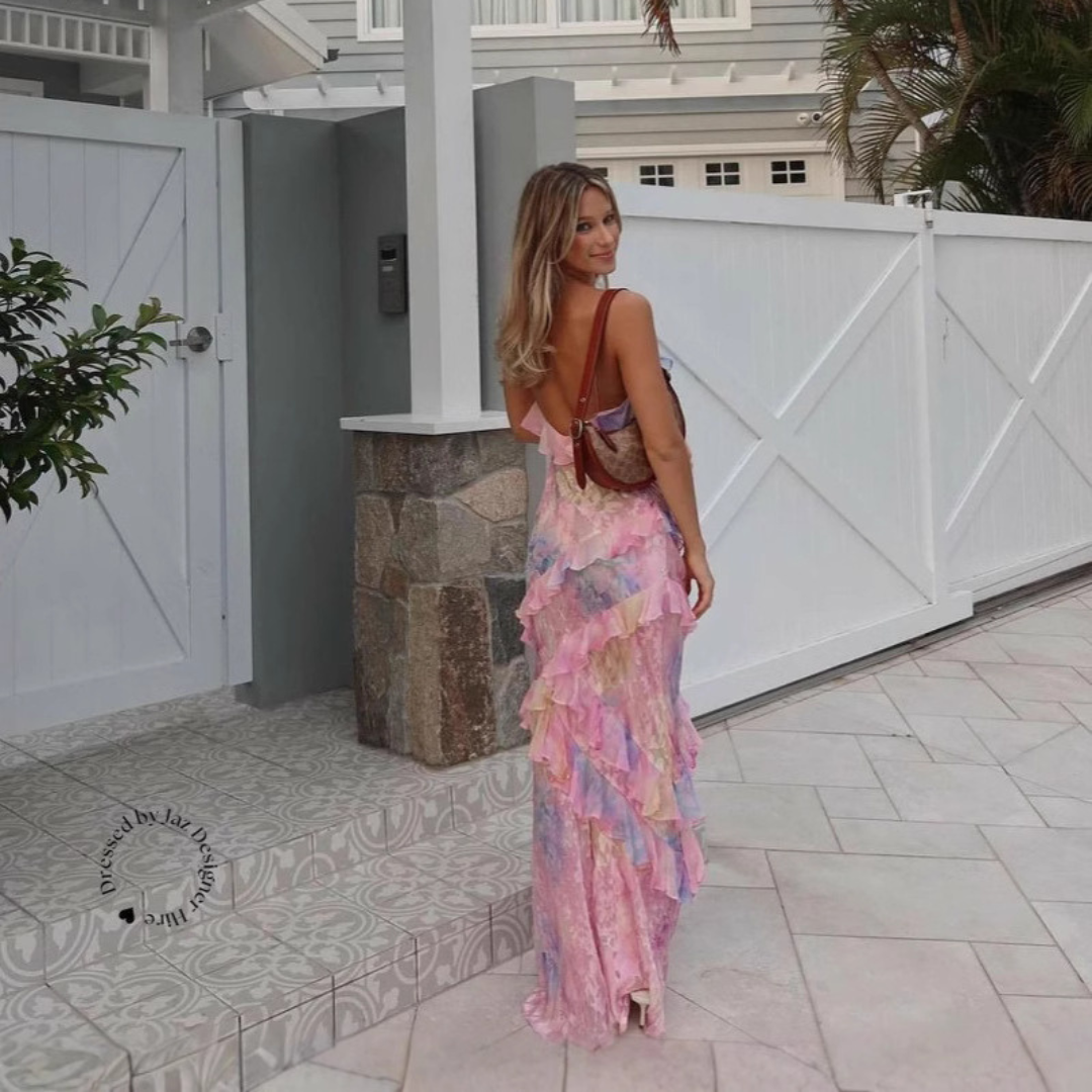 Fließendes Sommerkleid – Spaghettiträger & Rüschen