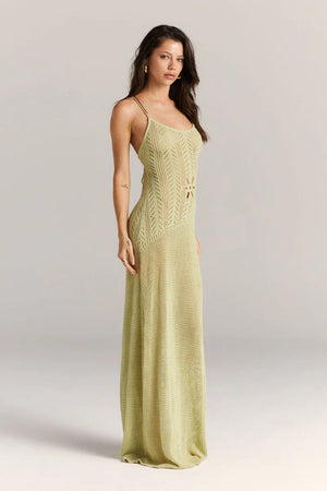 Kleidhaus Damen Strick Maxi-Kleid – Offenes Design, Florale Cutouts, Spaghetti-Träger-83282-1d7792d1-5ab2-49f5-a24f-f180526c4676