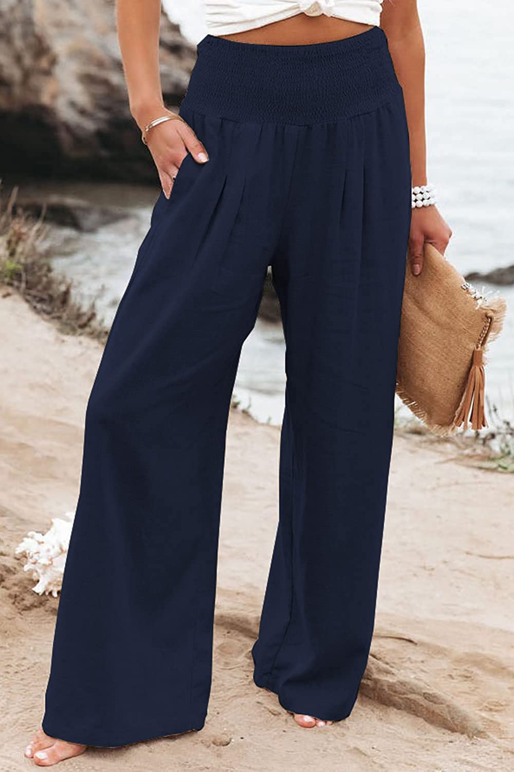 Weitgeschnittene Hose mit hohem Bund