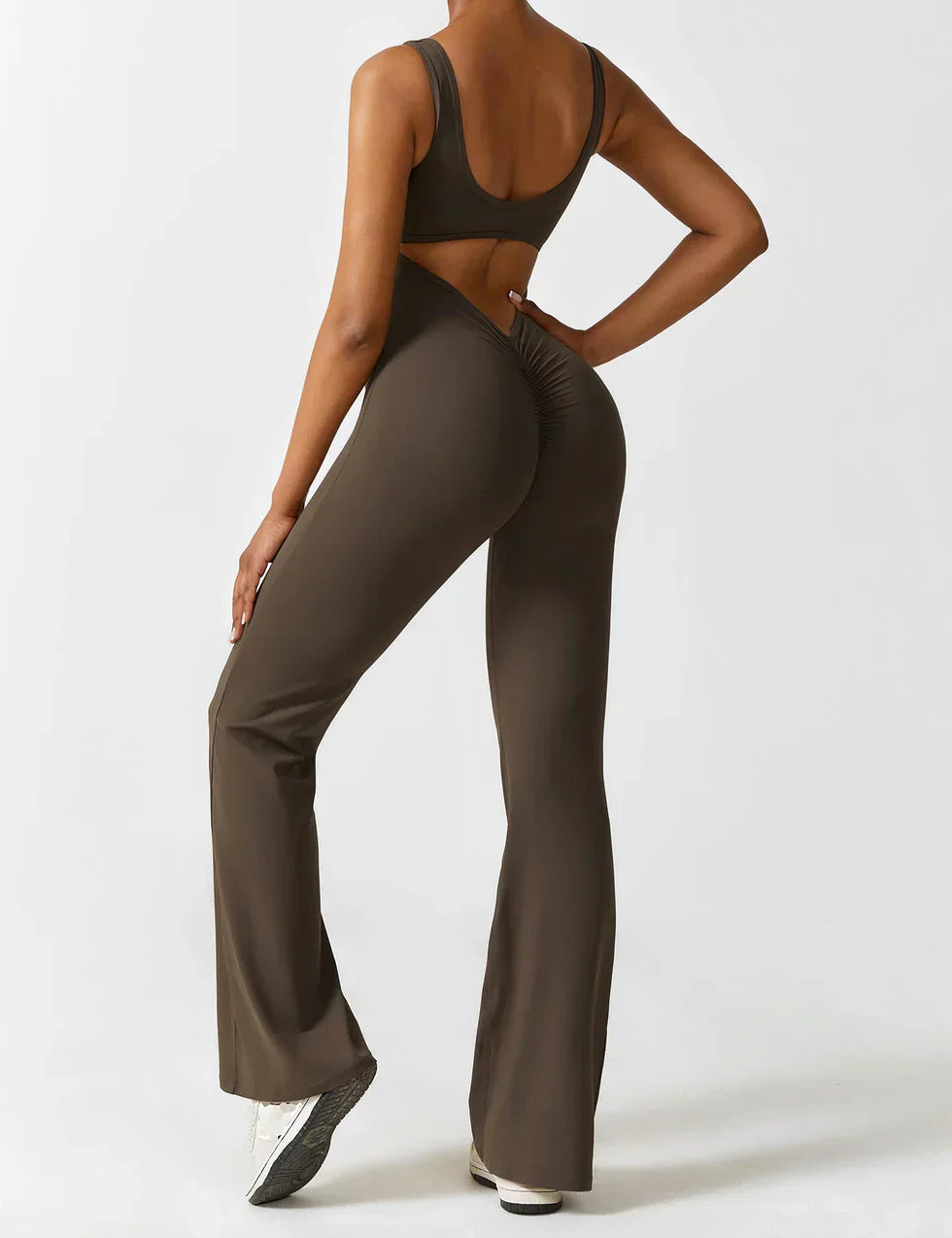 Damen Jumpsuit – Ärmellos, Offener Rücken, Schlagbein, Dehnbar-83507-20a1aed5-b0f4-4697-a785-4254a728b9f3