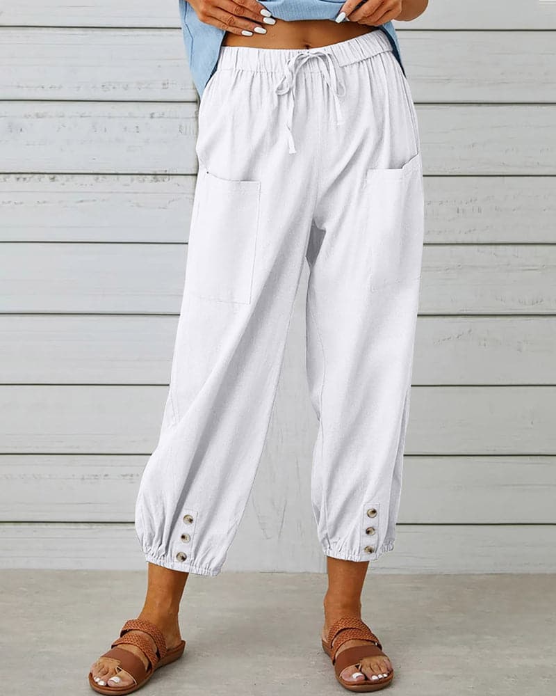 Kleidhaus Damen Hose – Kordelzug, Knopfdetails am Knöchel, Bequem & Lässig-83253-242a78fb-7ccc-4b24-b81d-6986e82e198e