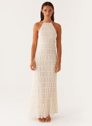 Damen Maxi-Kleid mit Halter-Ausschnitt und Texturstoff, elegant-83499-2a8b5a52-b87a-4d4d-bc51-9a7d53cce9c8
