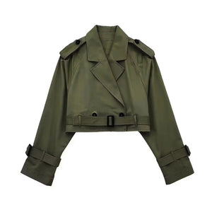 Cropped Trenchcoat mit Gürtel-Detail