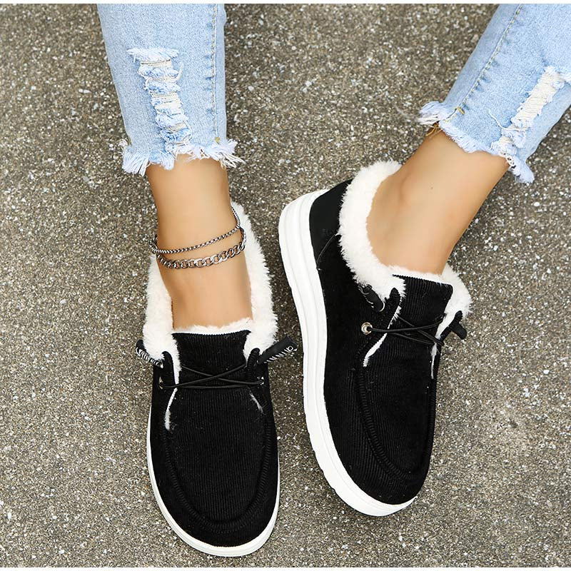 Damen Schnürschuhe – Kord, Kunstfellfutter, Gummisohle, Winter-82593-2efda9dd-933f-4f6a-b1f8-52239684ab36