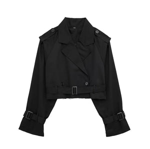 Cropped Trenchcoat mit Gürtel-Detail