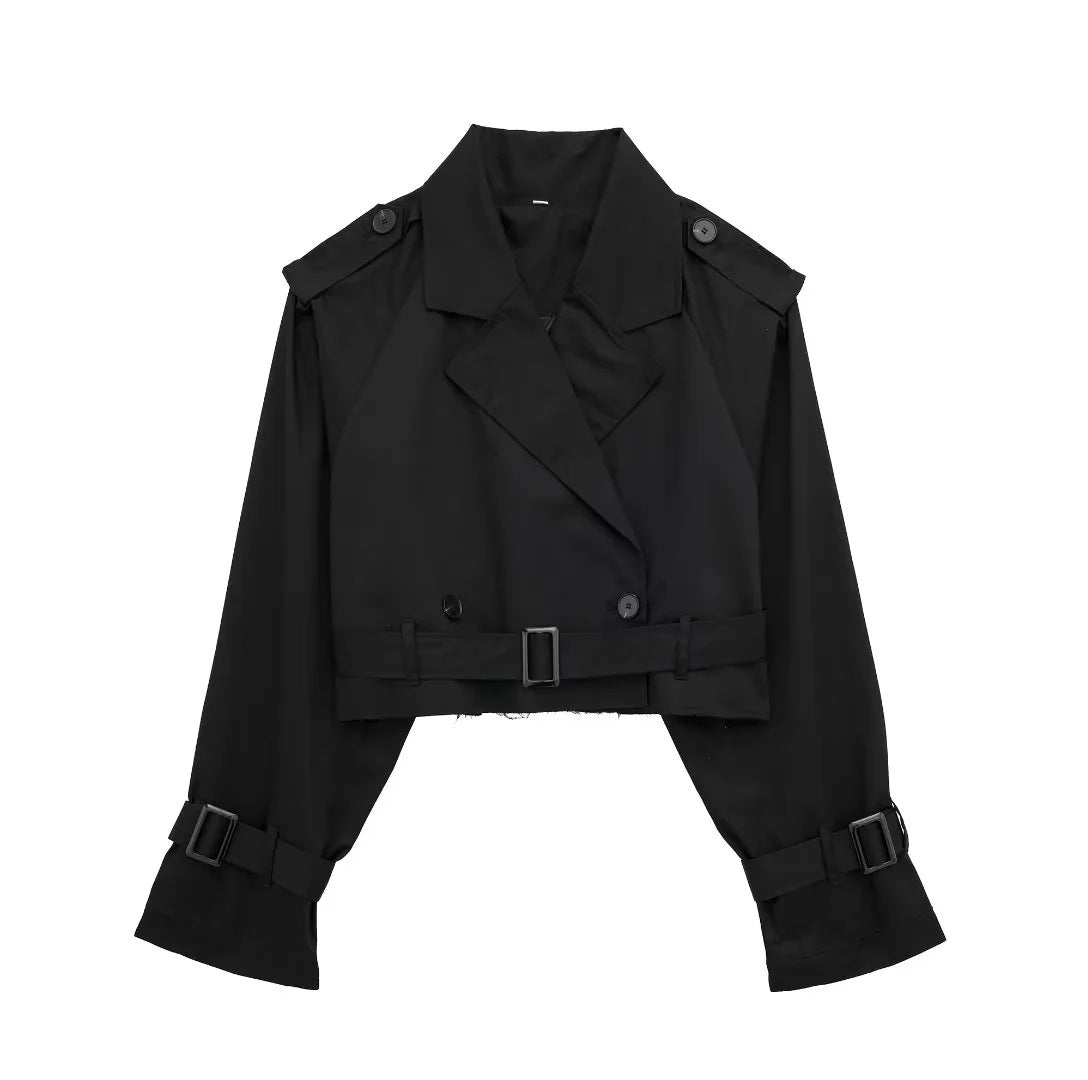 Cropped Trenchcoat mit Gürtel-Detail