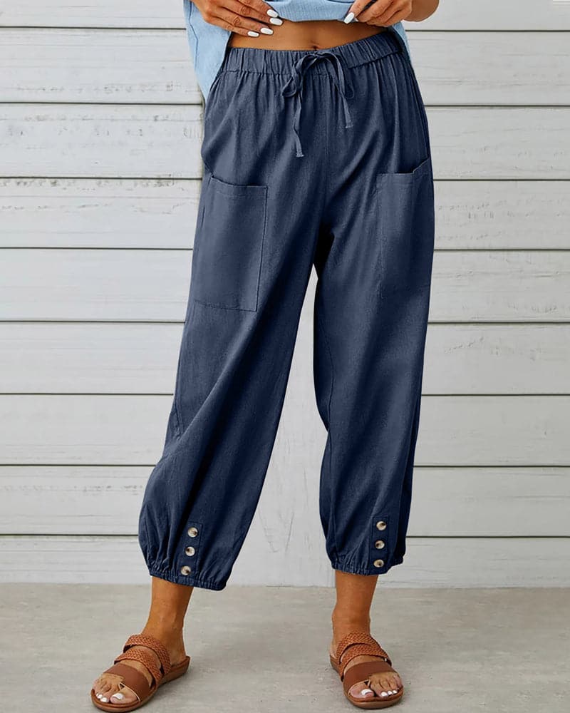 Kleidhaus Damen Hose – Kordelzug, Knopfdetails am Knöchel, Bequem & Lässig-83253-308421c6-9834-44be-8de4-7fe70d949f29