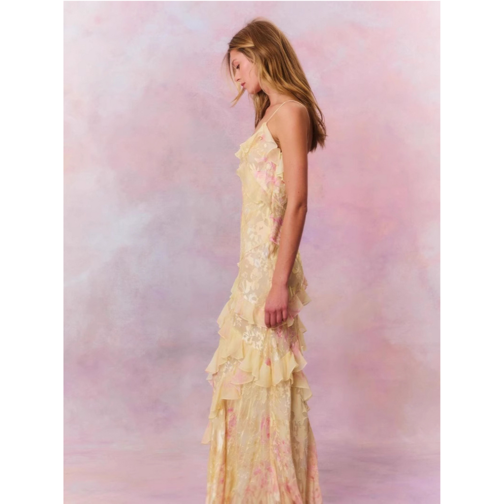 Fließendes Sommerkleid – Spaghettiträger & Rüschen