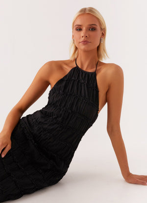Damen Maxi-Kleid mit Halter-Ausschnitt und Texturstoff, elegant-83499-46652a7e-96df-4caa-ae96-ae880d39b16b