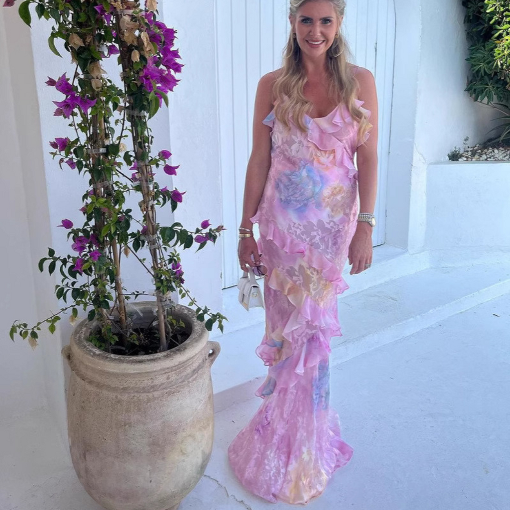 Fließendes Sommerkleid – Spaghettiträger & Rüschen