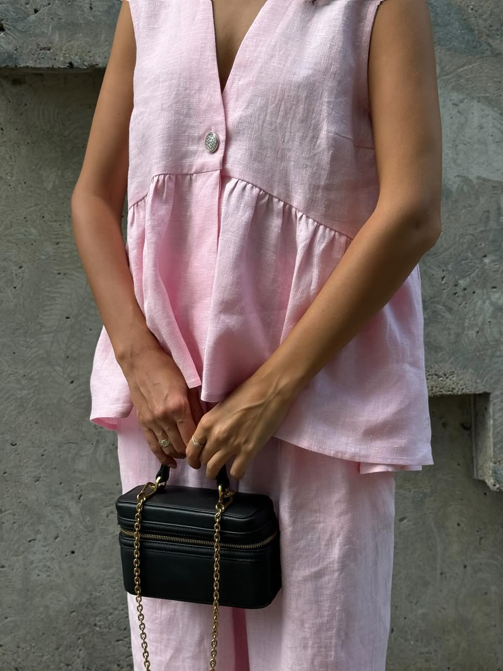 Kleidhaus Damen Leinen Zweiteiler – Atmungsaktives Ärmelloses Top & Weite Hose mit V-Ausschnitt-83272-4bbf5cd4-b085-4c5a-92d3-34eeb6c17a94