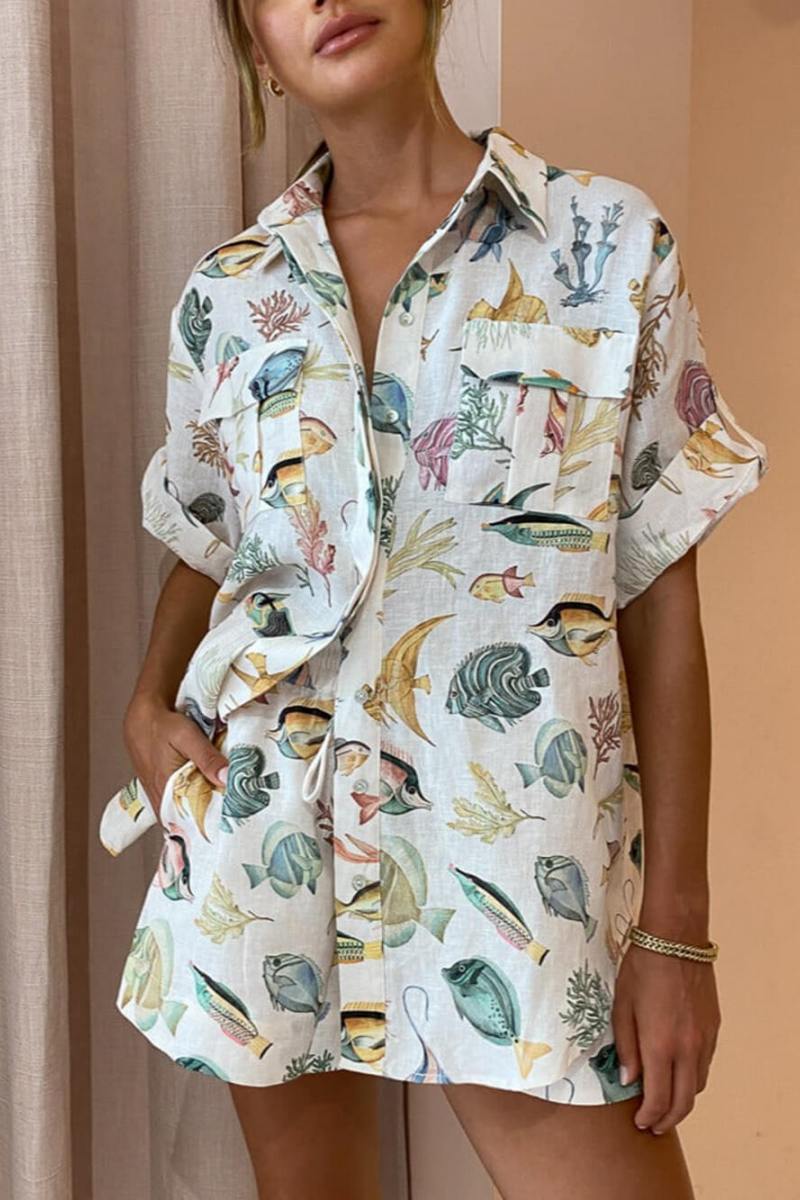 Sommerliches Set mit Fischmuster