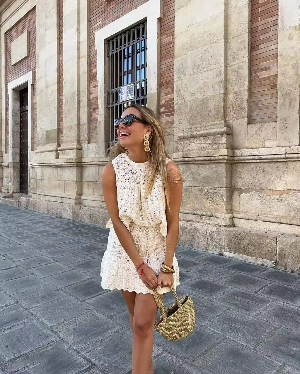 Gestricktes zweiteiliges Set mit A-Linien Rock