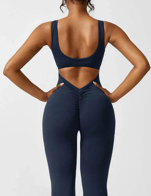 Damen Jumpsuit – Ärmellos, Offener Rücken, Schlagbein, Dehnbar-83507-4ee84729-185b-4dc7-adc8-68d519dff396