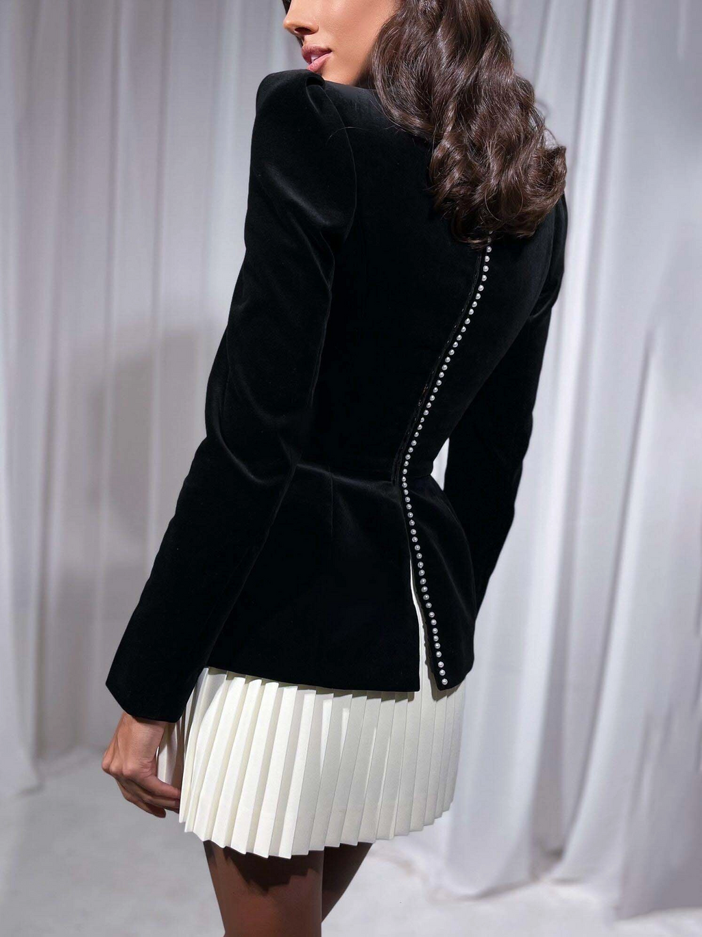 Taillenbetontes Samt Top mit Struktur