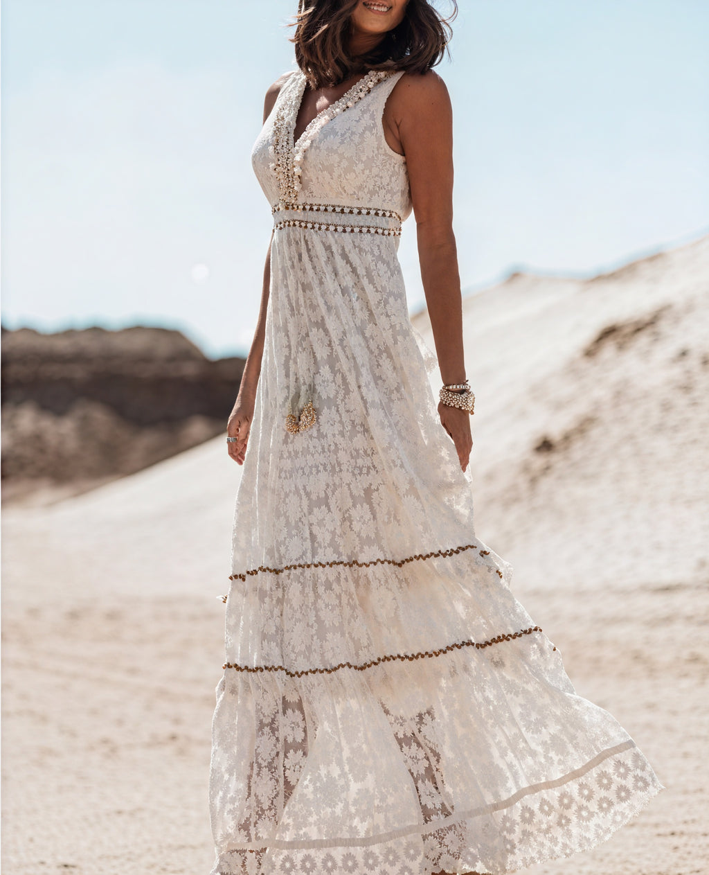 Bohemian Kleid mit Spitze & A-Linien-Schnitt
