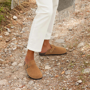 Damen Pantolette – Wildleder, Offene Ferse, Verstellbarer Riemen, Korkfußbett-82019-55a44019-7956-40d2-8e21-ac8395d6ab68