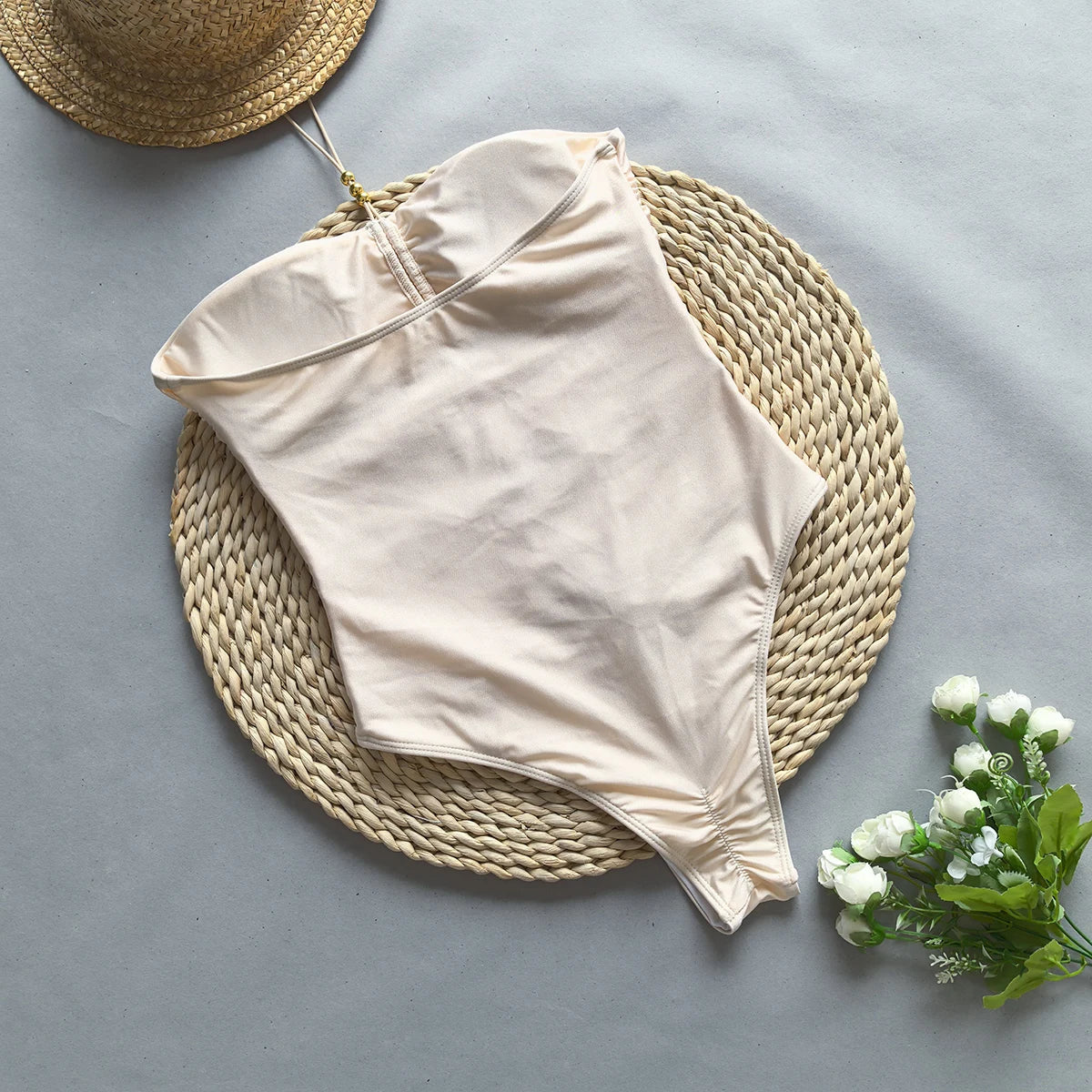 Damen Badeanzug Trägerlos Hoher Beinausschnitt Cut-Out Minimalistisch-83762-567d3ab6-706a-4363-b198-d6f5baa73395