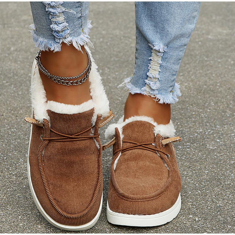 Damen Schnürschuhe – Kord, Kunstfellfutter, Gummisohle, Winter-82593-574057a1-9c75-444d-837c-a5c132f94c37