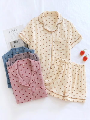 Herz-Muster Pyjama Set