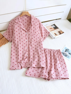 Herz-Muster Pyjama Set
