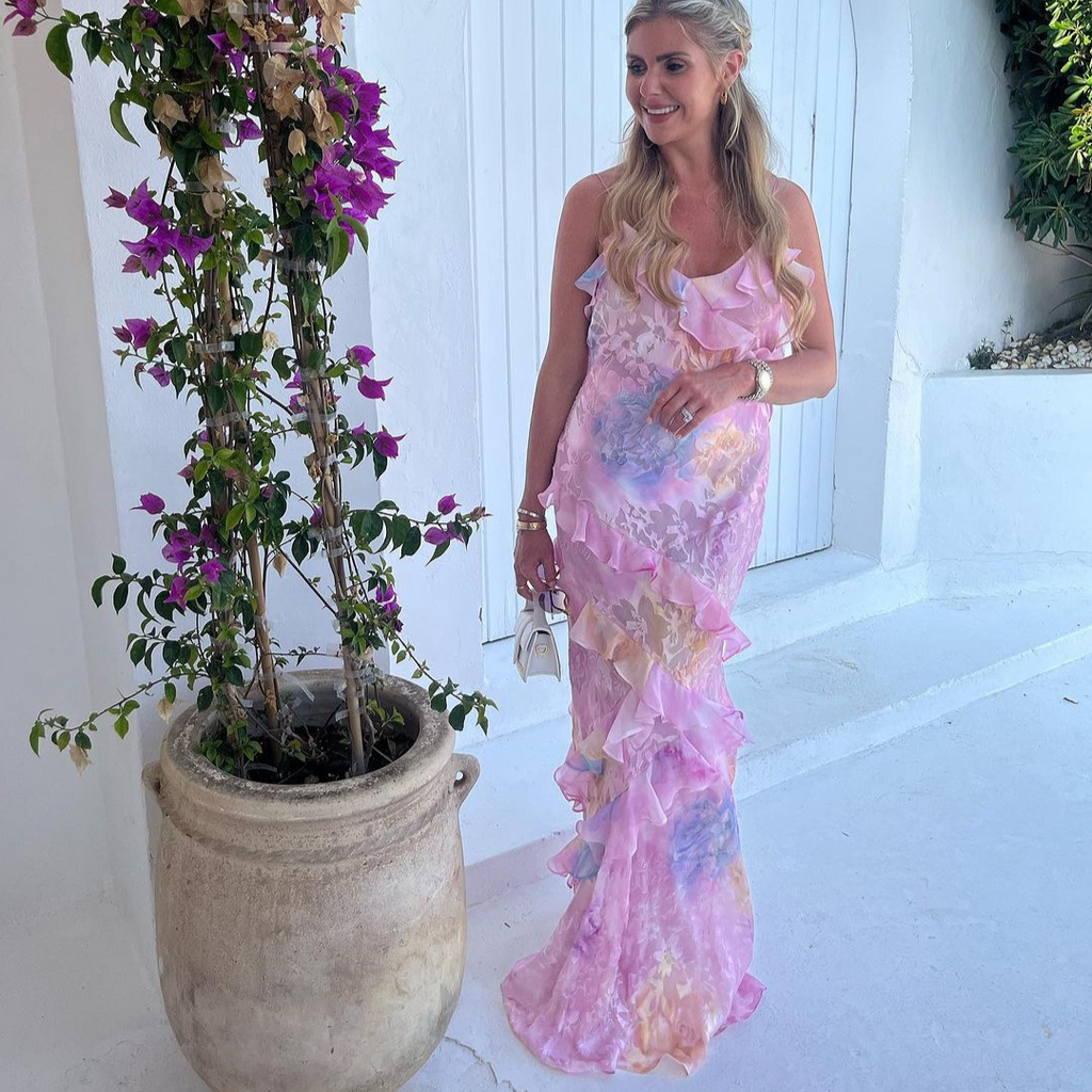 Fließendes Sommerkleid – Spaghettiträger & Rüschen