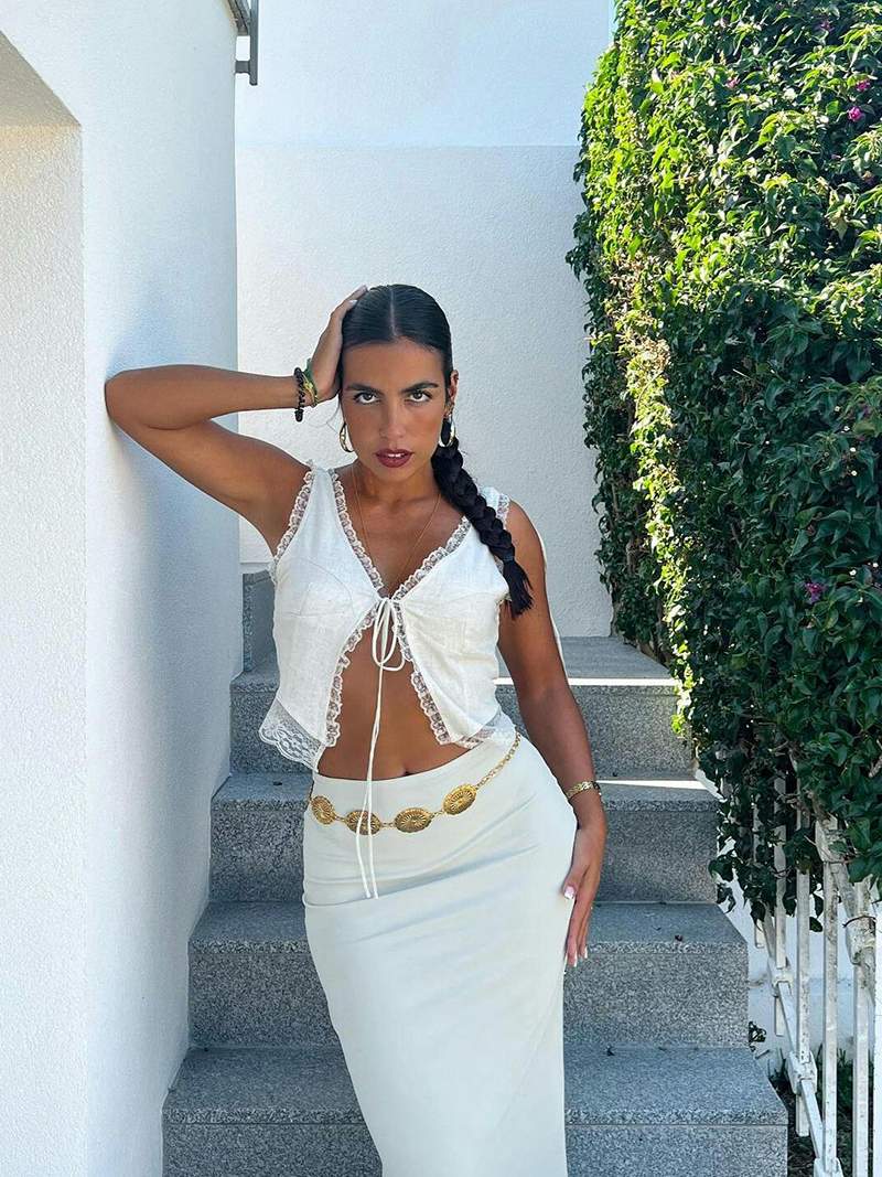 Zartes Top mit Spitze und Bindedetail