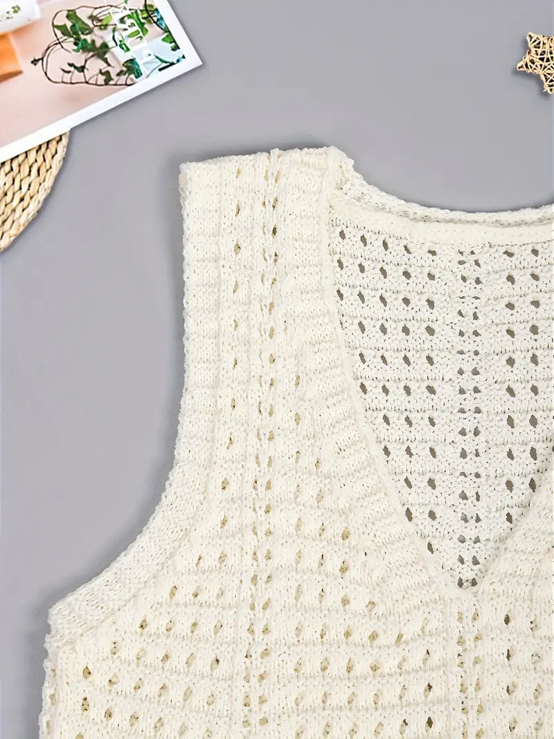 Gehäkeltes Maxikleid mit Spaghettiträgern