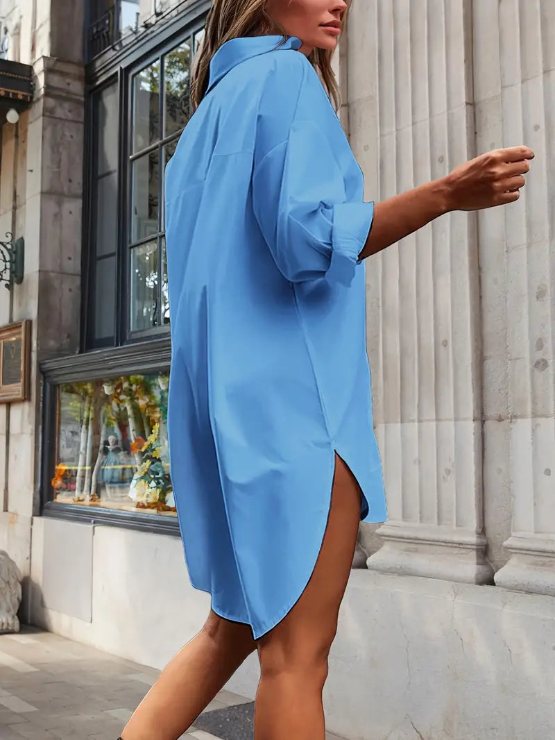 Hemdblusenkleid mit High-Low-Saum