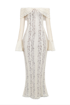 Damen Kleid Carmen-Ausschnitt Lange Ärmel Spitze Elegant-83555-5f759d47-3361-4229-a9a7-c0cc90853da7