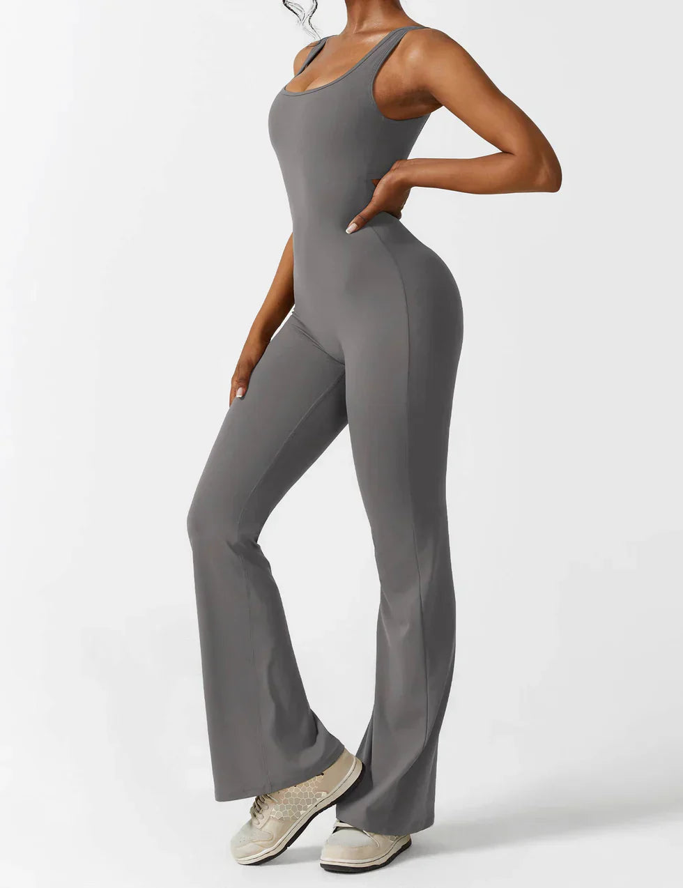 Damen Jumpsuit – Ärmellos, Offener Rücken, Schlagbein, Dehnbar-83507-6013542f-b088-4661-bcdf-4ee0658b996e
