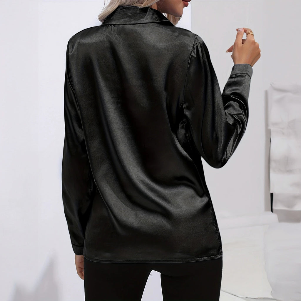 Elegante Langarmbluse mit feinem Glanz