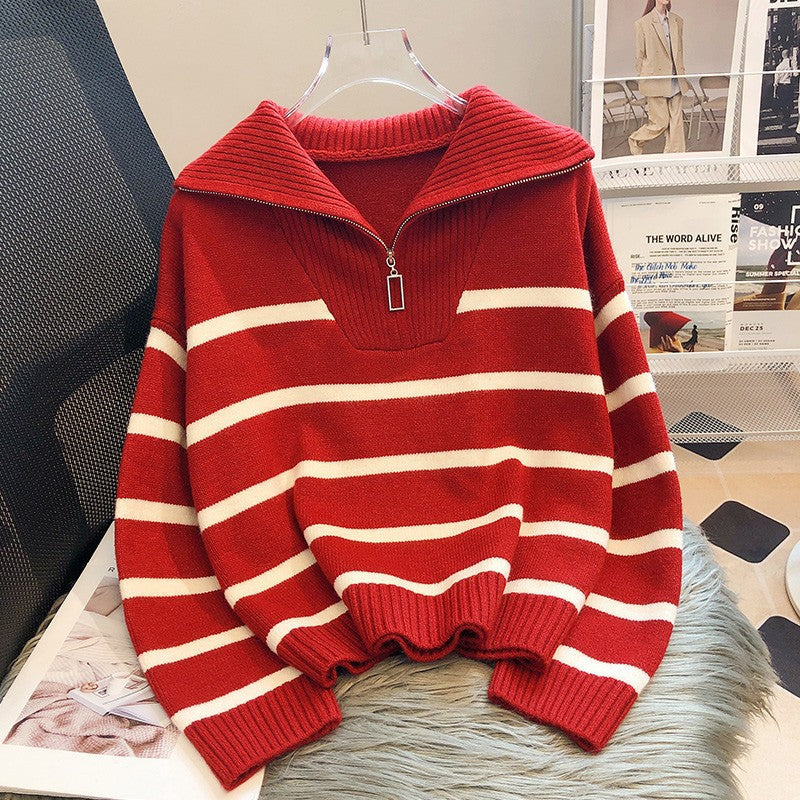 Stylischer Pullover mit halbem Reißverschluss