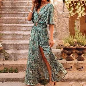 Bohemian Maxi Kleid mit V-Ausschnitt