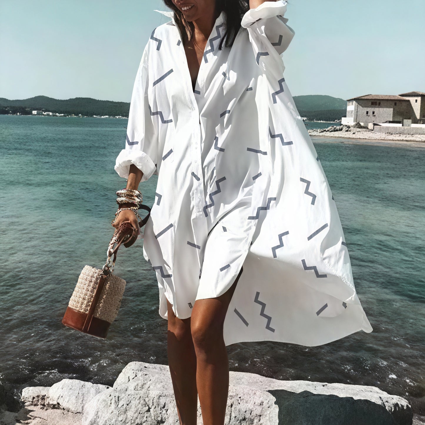 Oversized Sommerkleid mit Knopfleiste