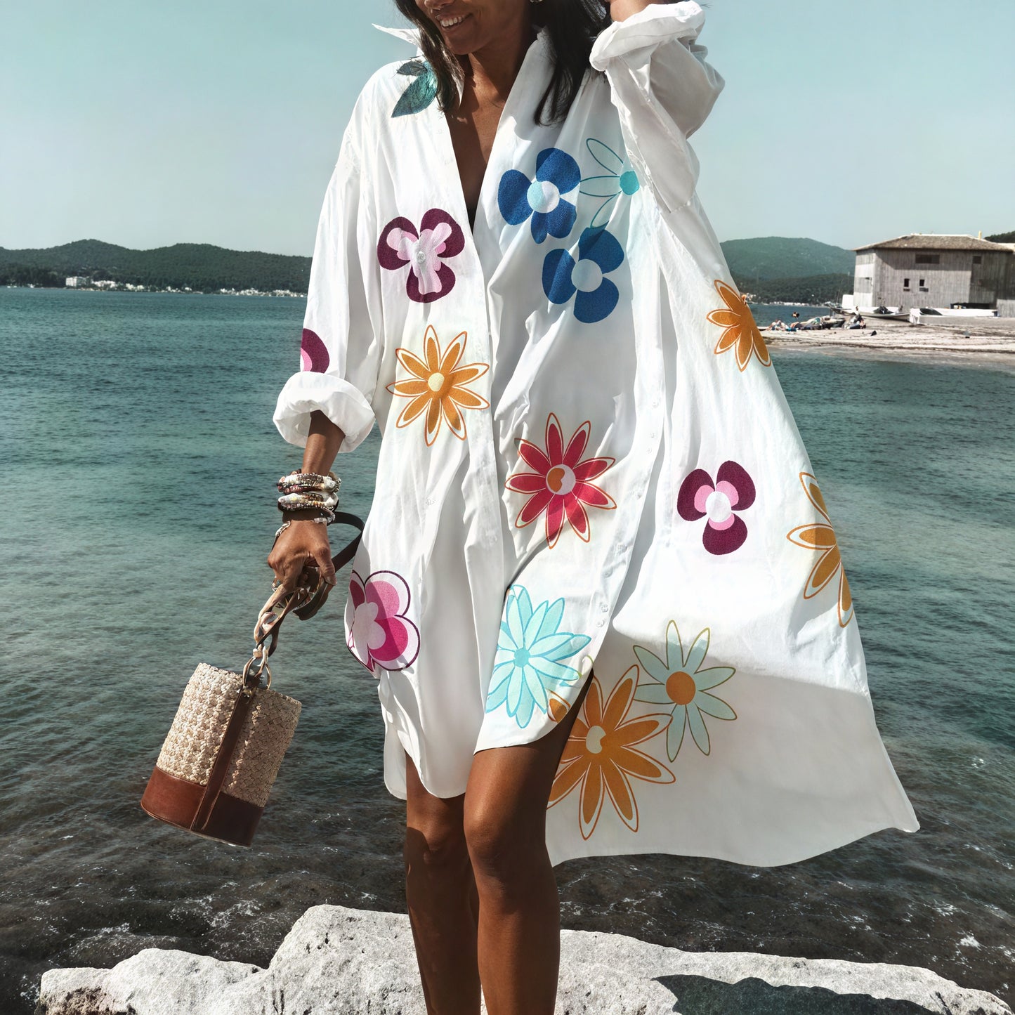 Oversized Sommerkleid mit Knopfleiste