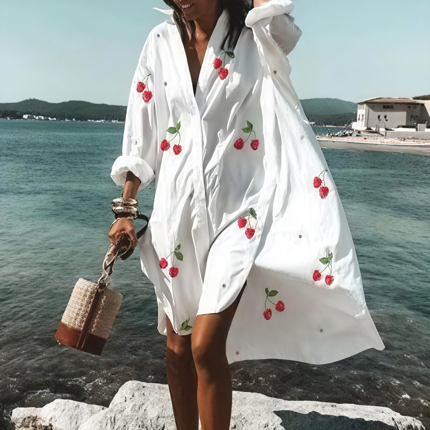 Oversized Sommerkleid mit Knopfleiste