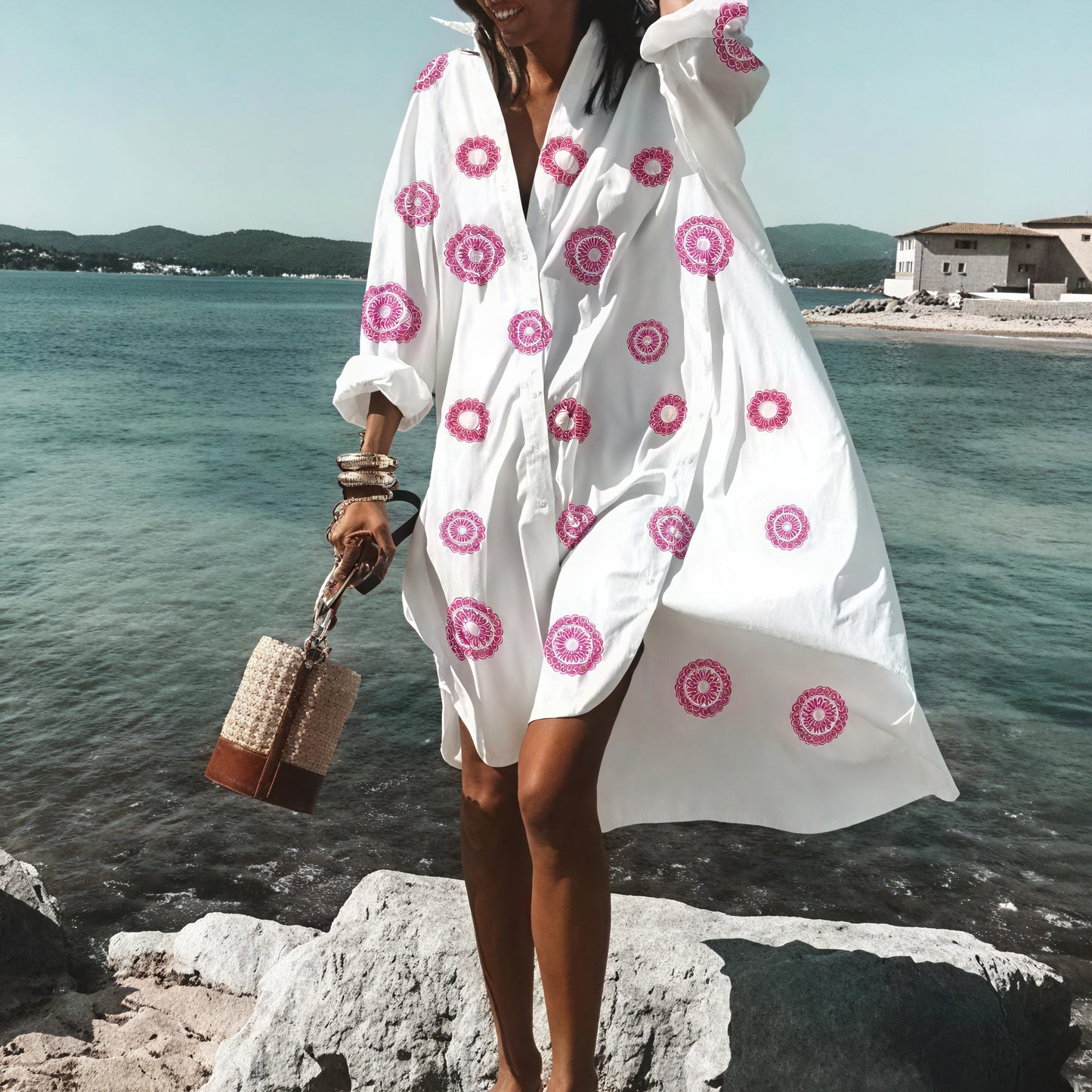 Oversized Sommerkleid mit Knopfleiste