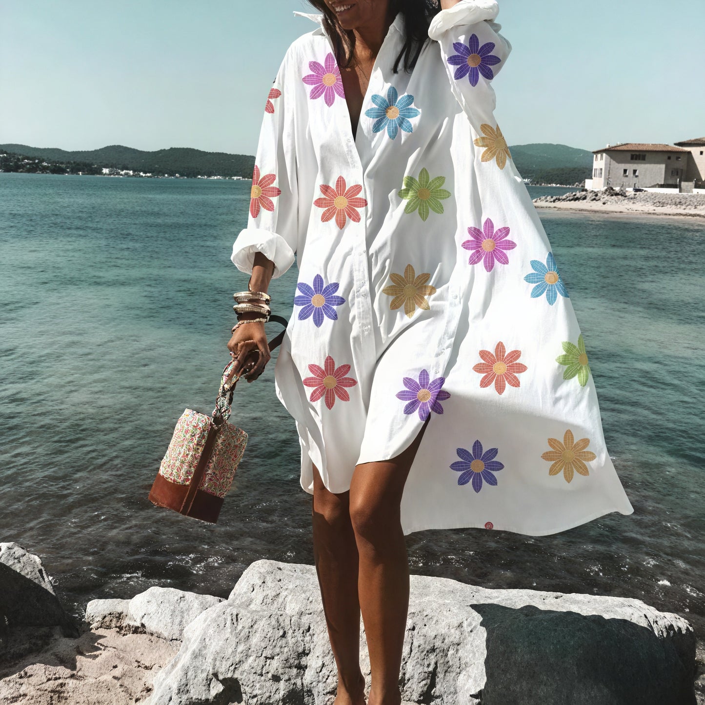 Oversized Sommerkleid mit Knopfleiste