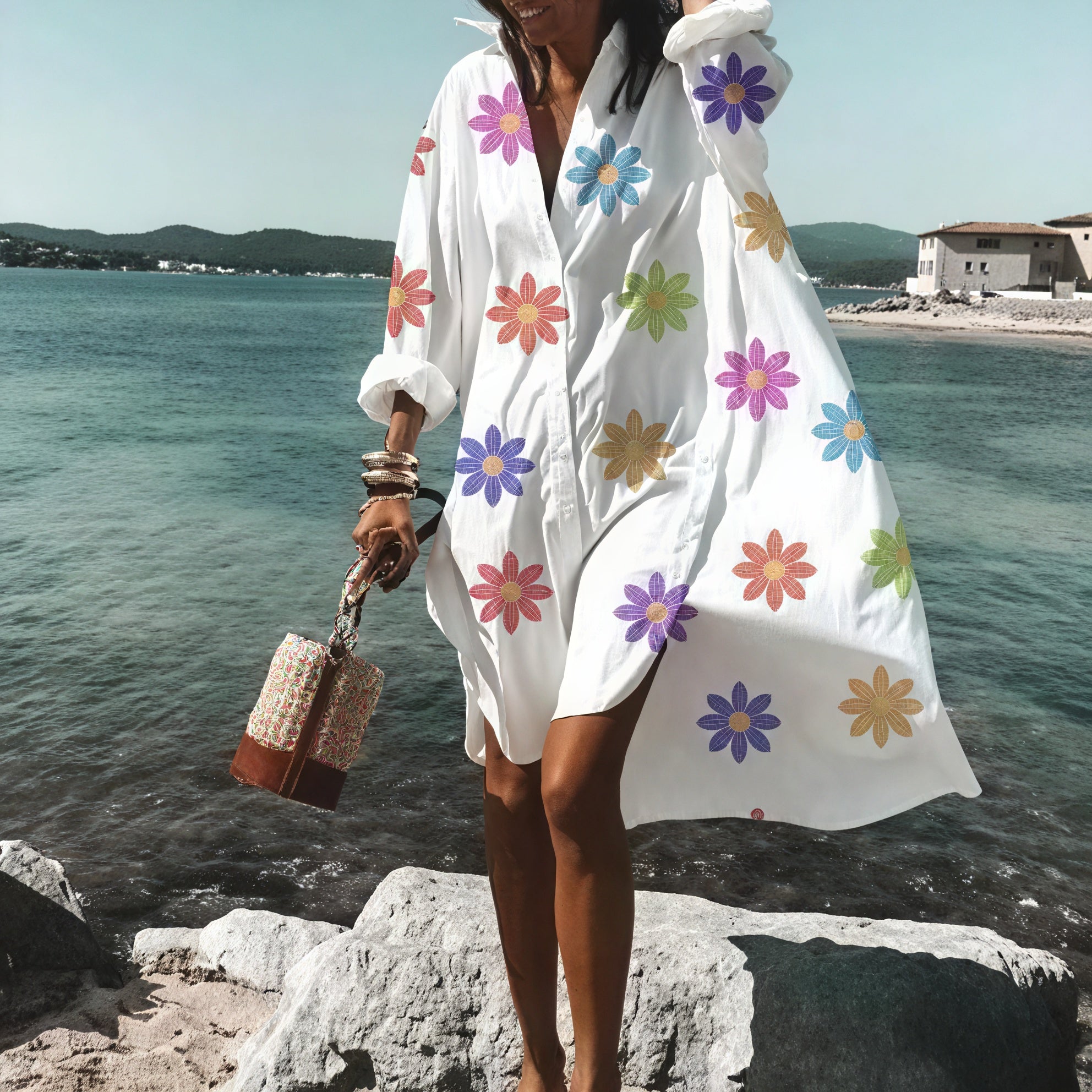 Oversized Sommerkleid mit Knopfleiste