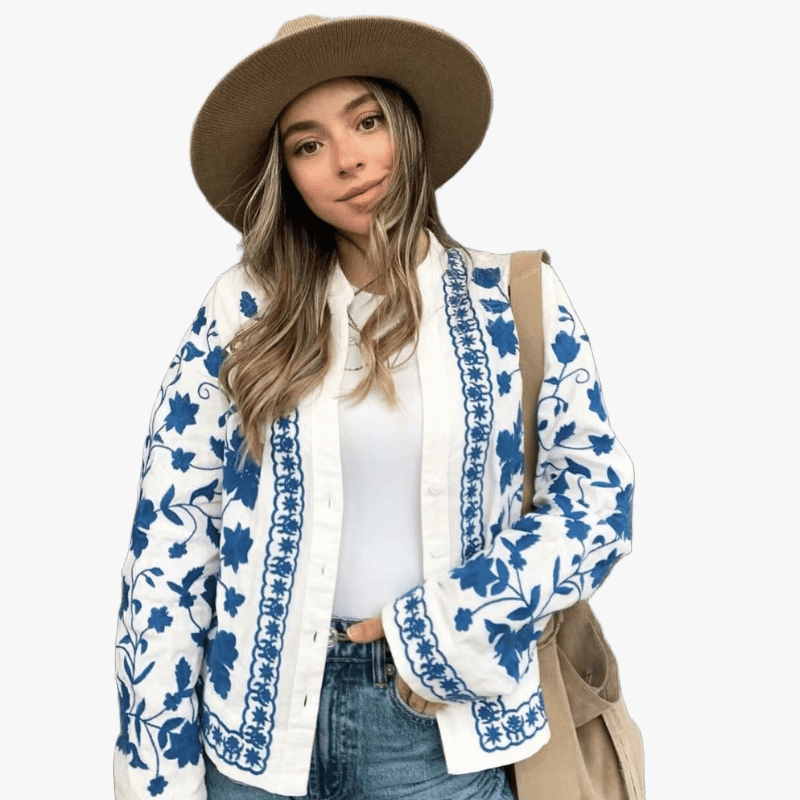 Bohemian Stil Jacke mit Stickerei