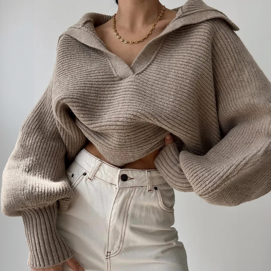 Oversized Strickpullover mit tiefem V-Ausschnitt