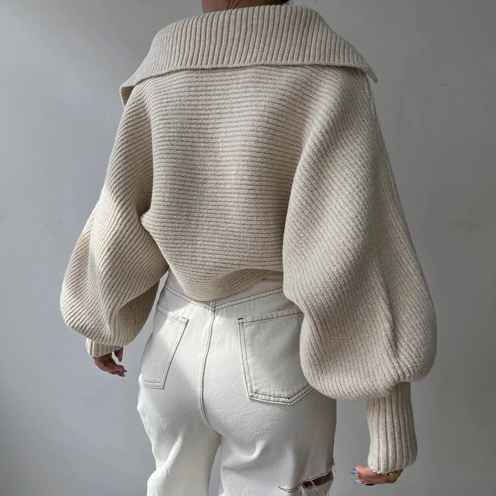 Oversized Strickpullover mit tiefem V-Ausschnitt