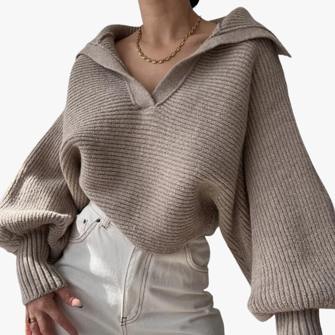 Oversized Strickpullover mit tiefem V-Ausschnitt