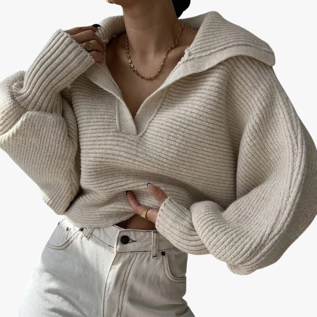 Oversized Strickpullover mit tiefem V-Ausschnitt