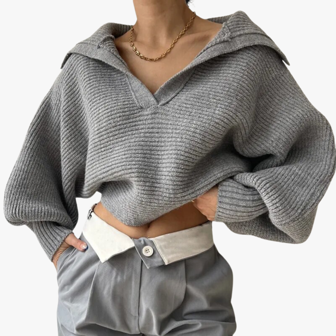 Oversized Strickpullover mit tiefem V-Ausschnitt