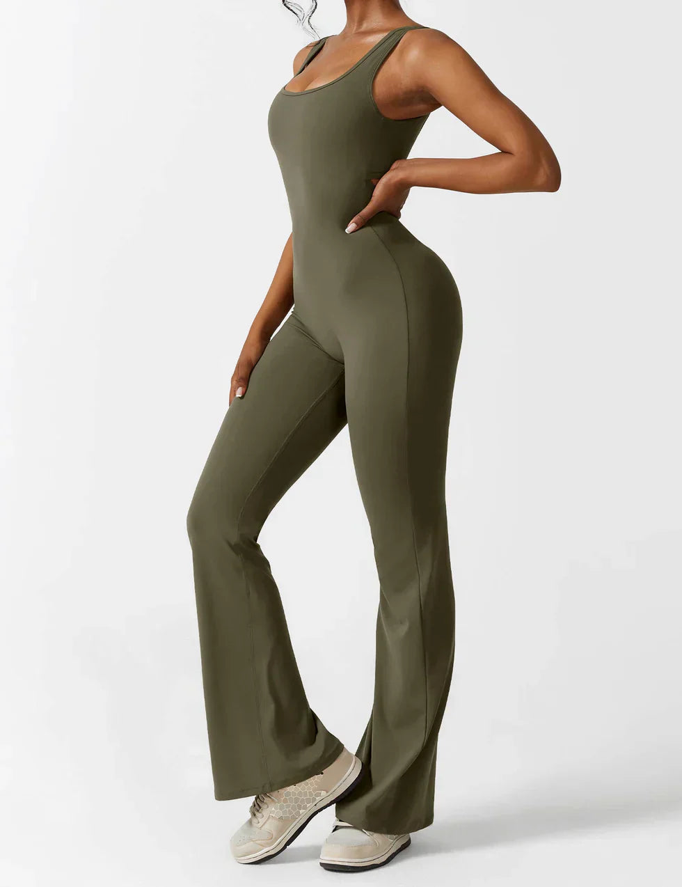 Damen Jumpsuit – Ärmellos, Offener Rücken, Schlagbein, Dehnbar-83507-6d55c191-a491-43dc-8e20-48e7d645de86